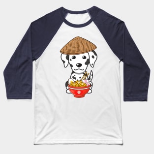 Funny Dalmatian Eating Noodles Baseball T-Shirt